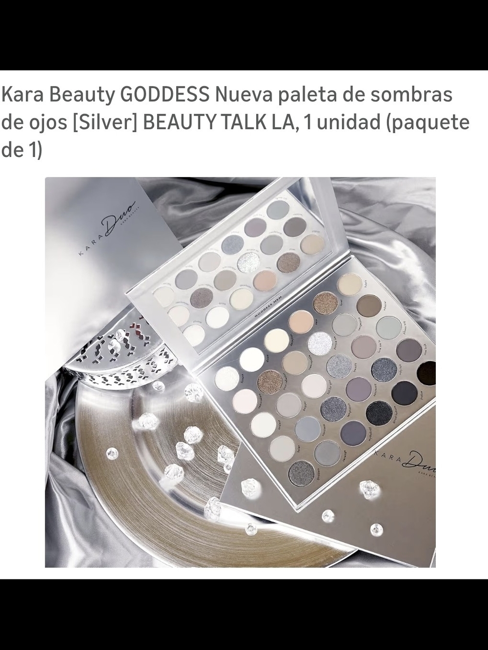 Kara Beauty Goddess Silver Eyeshadow Palette — Cool Silver & Neutral Shades